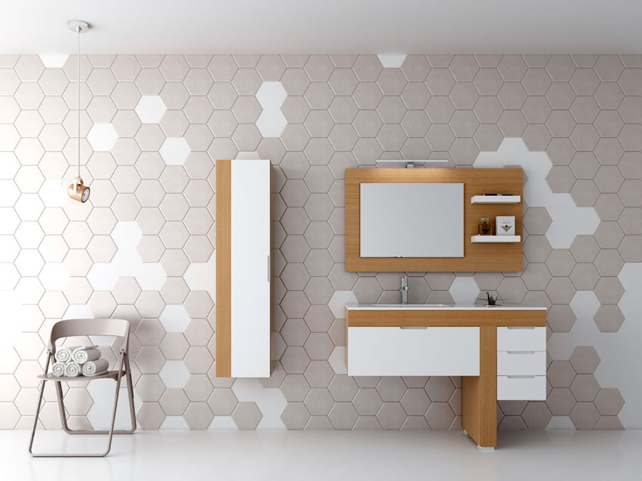 Imagen realizada con infografía 3D de mobiliario de baño