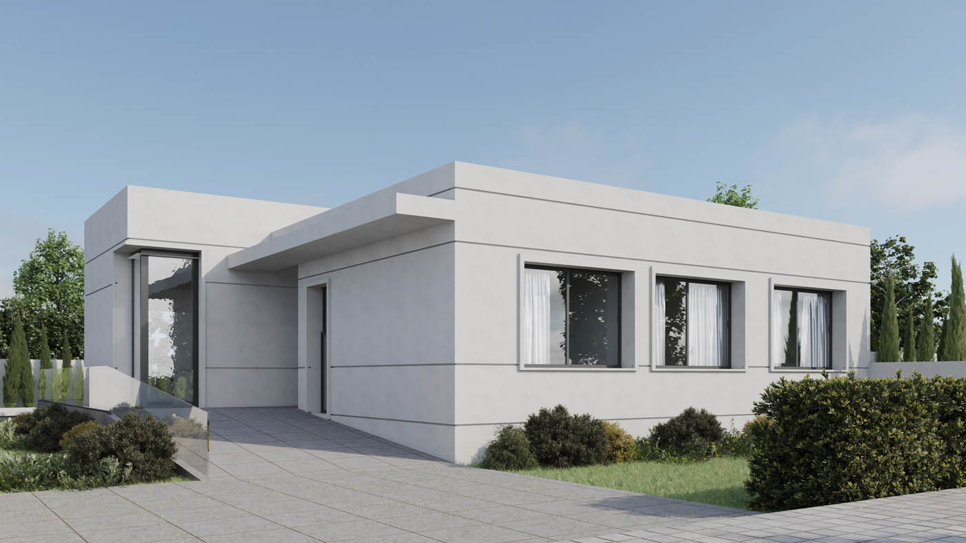 Render 3D de una vivienda en Leon