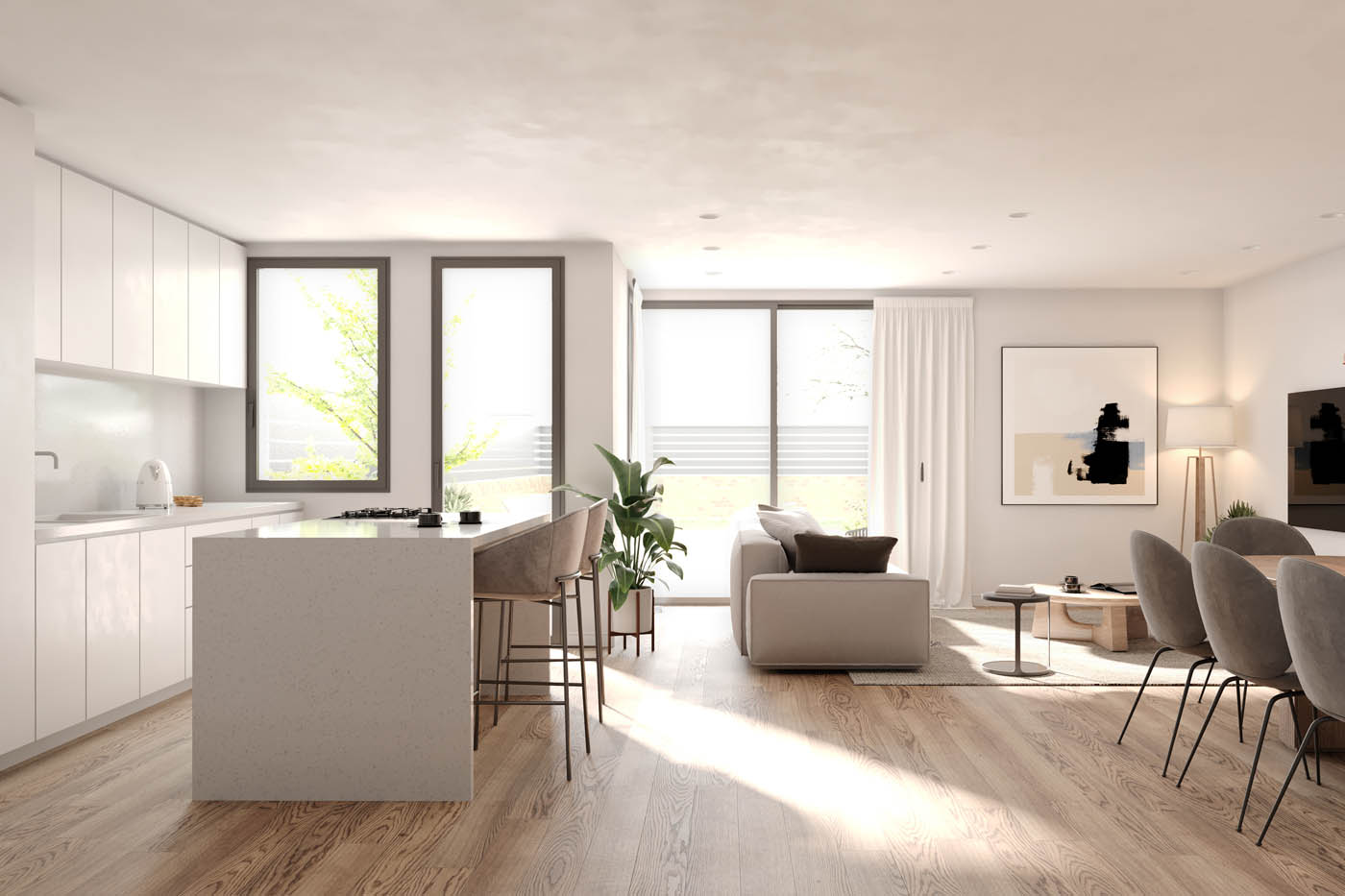 Renders 3D de los interiores de una vivienda en Madrid