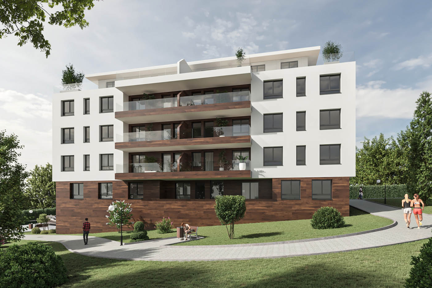Renders 3D de un edificio residencial en Lemoa, Bizkaia