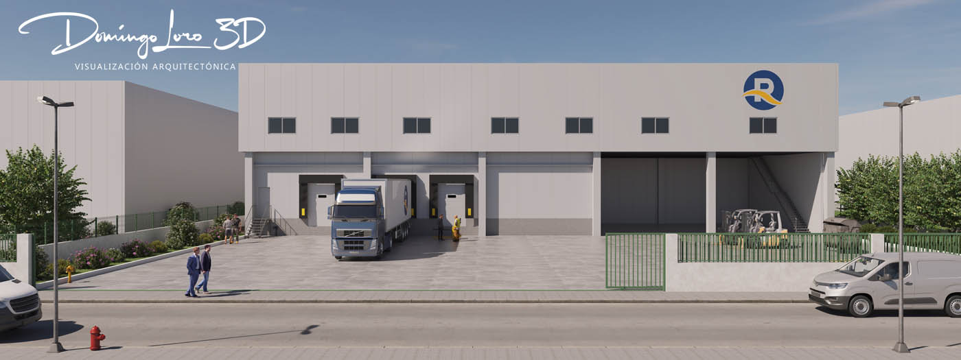 Infografía 3D de una nave industrial