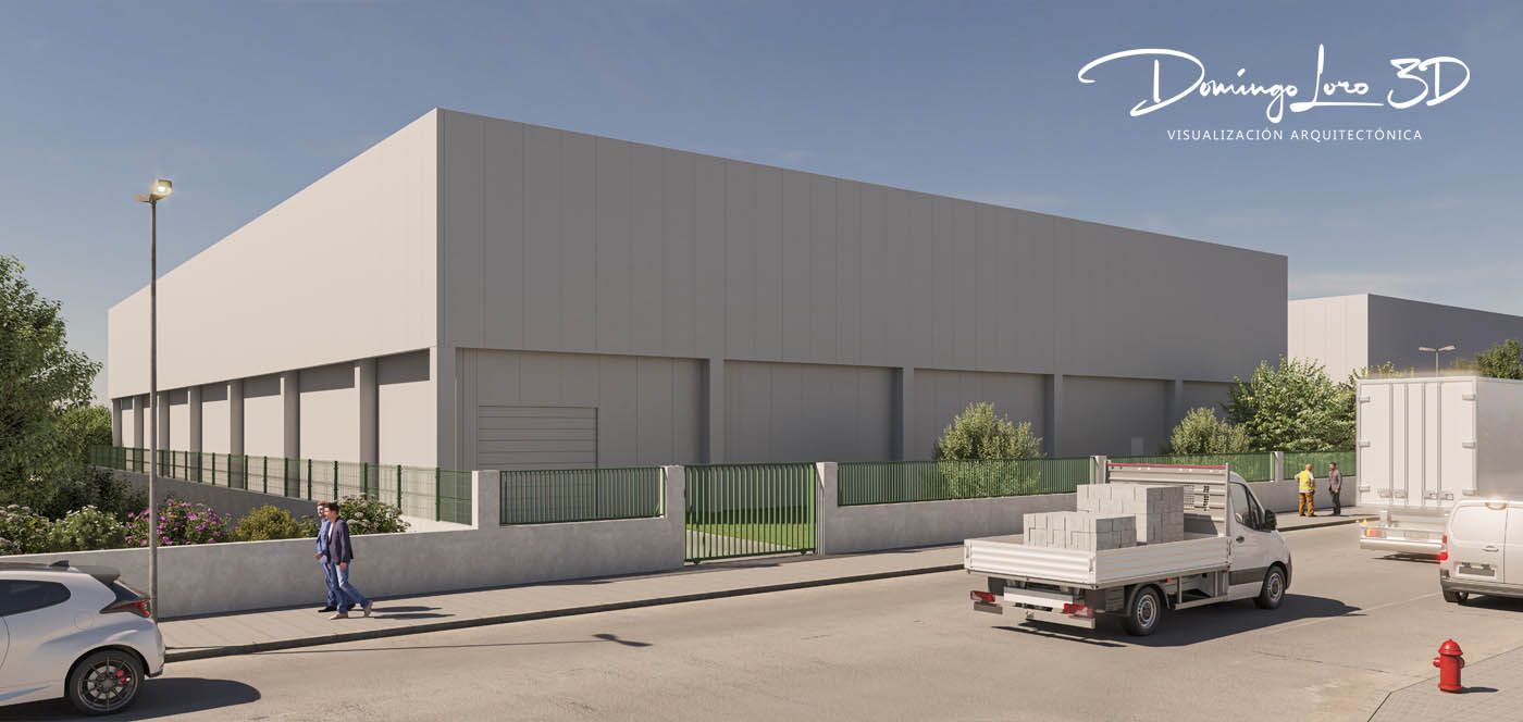 Infografía 3D de una nave industrial