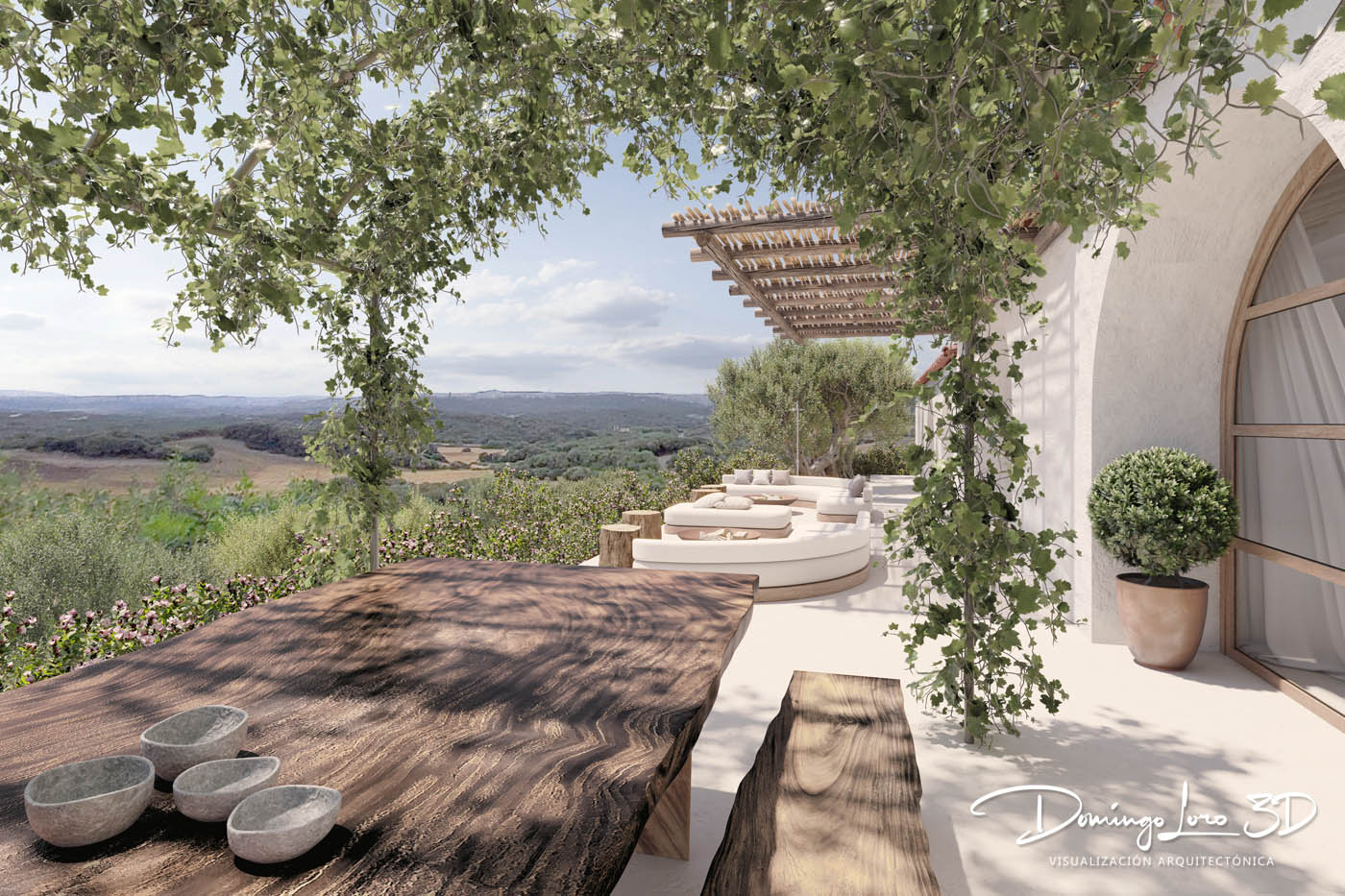 Vista de una vivienda en Menorca