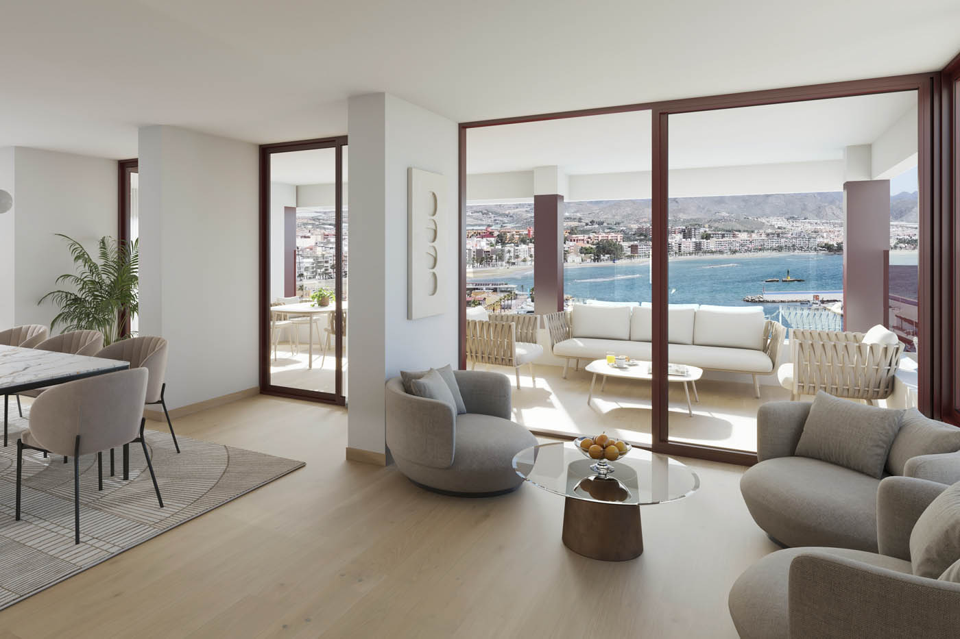 Renders 3D de una vivienda con vistas al mar
