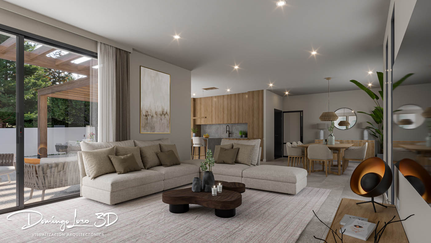 Render 3D de una vivienda