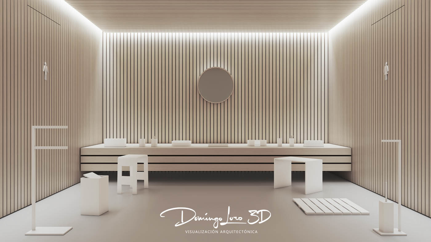 Render 3D de accesorios de baño