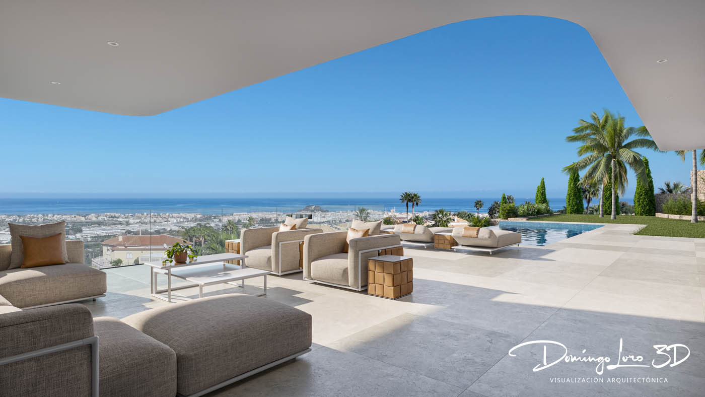 Vista villa de lujo