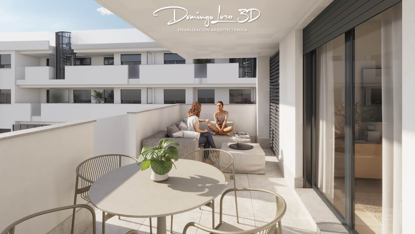 Render 3D de una urbanización en Rota