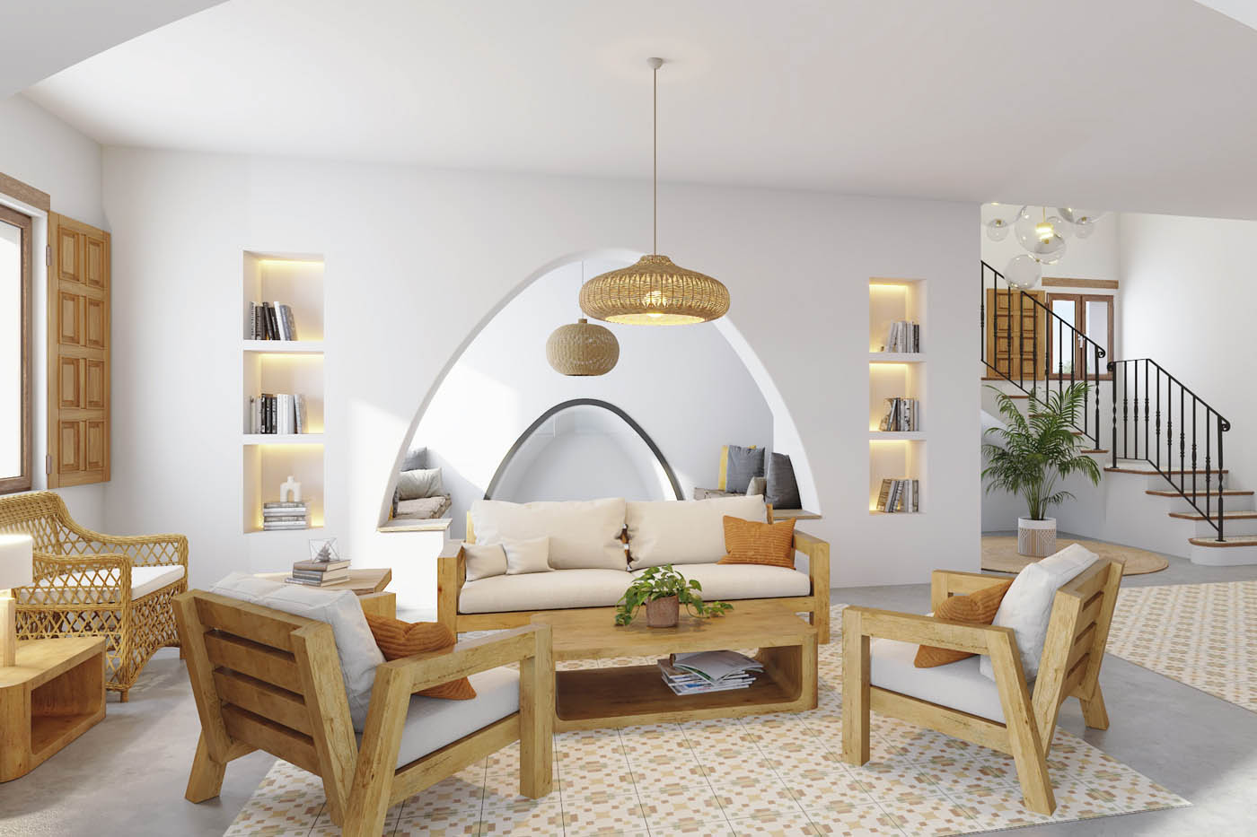 Infografía 3D de la reforma integral de una casa de campo
