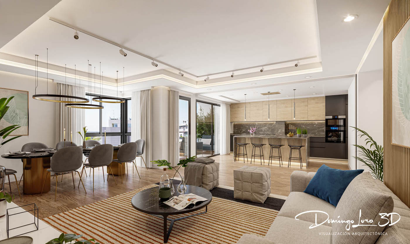 Ejemplo de render 3D para proyectos de interiorismo y decoración