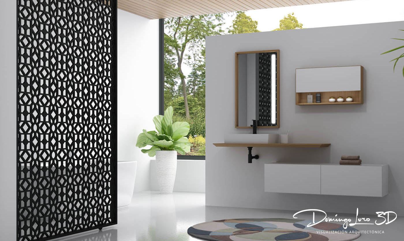 Ejemplo de render 3D para muebles de baño