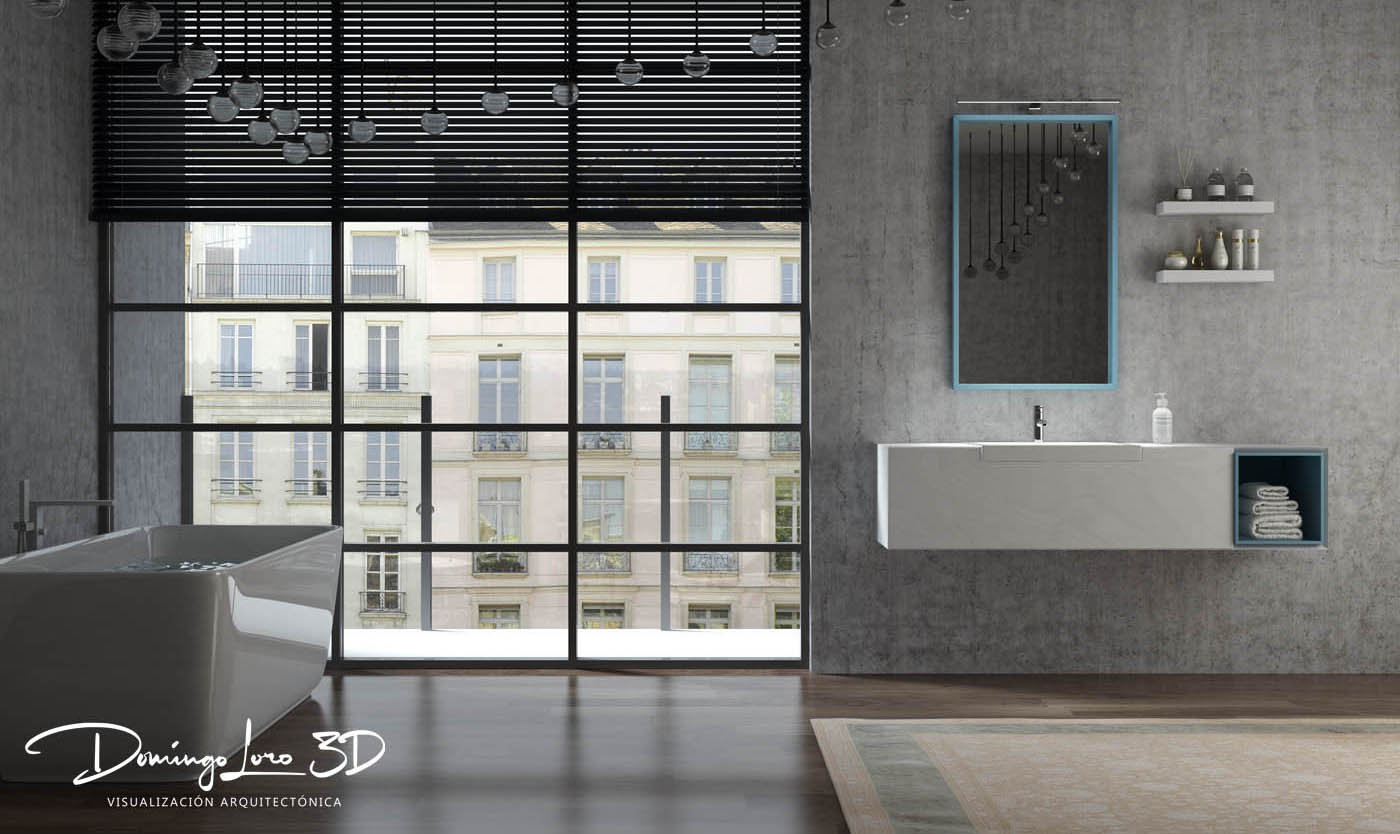 Ejemplo de render 3D para muebles de baño