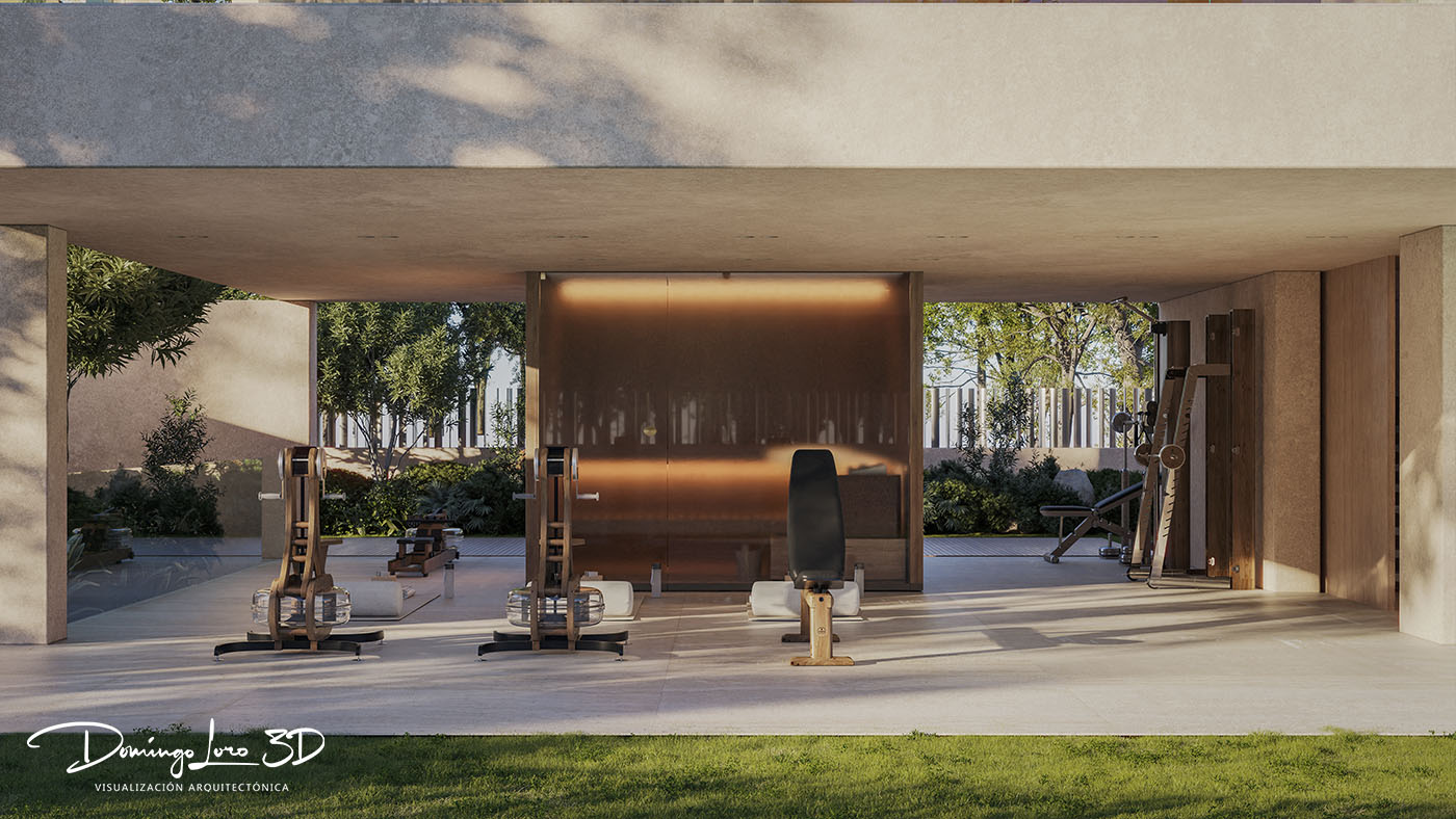 Render 3D de una vila de lujo