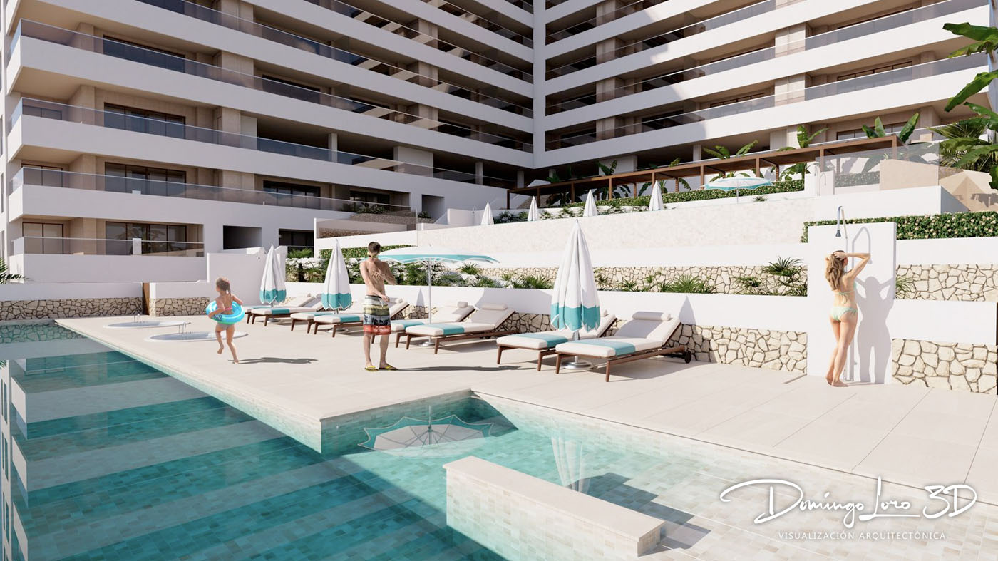 Render 3D de un edificio