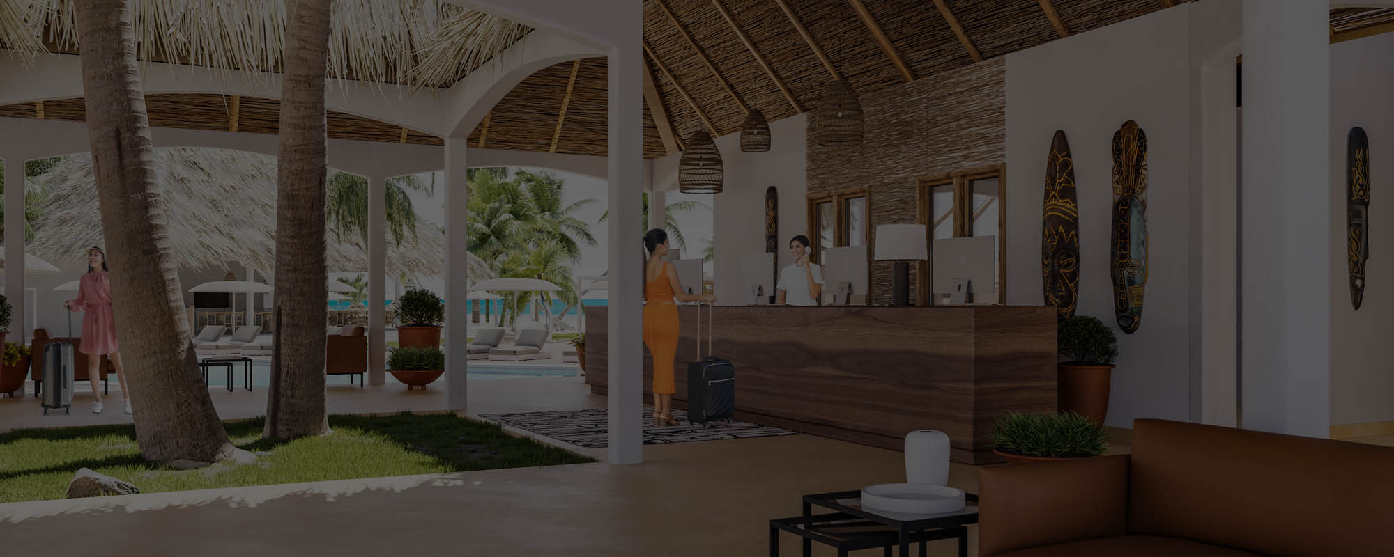Renders 3D de un hotel en Zanzíbar. Isla de Tanzania